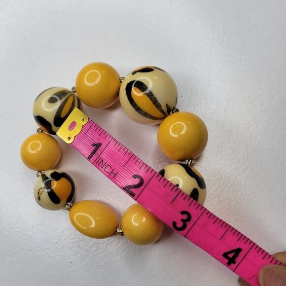 YELLOW Stretch Large Round Ball Bead Bracelet - Picture 4 of 4